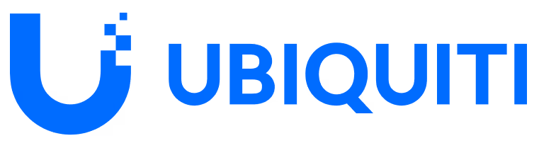 Ubiquiti company logo with stylized blue letter U and the word 'Ubiquiti' in blue text.