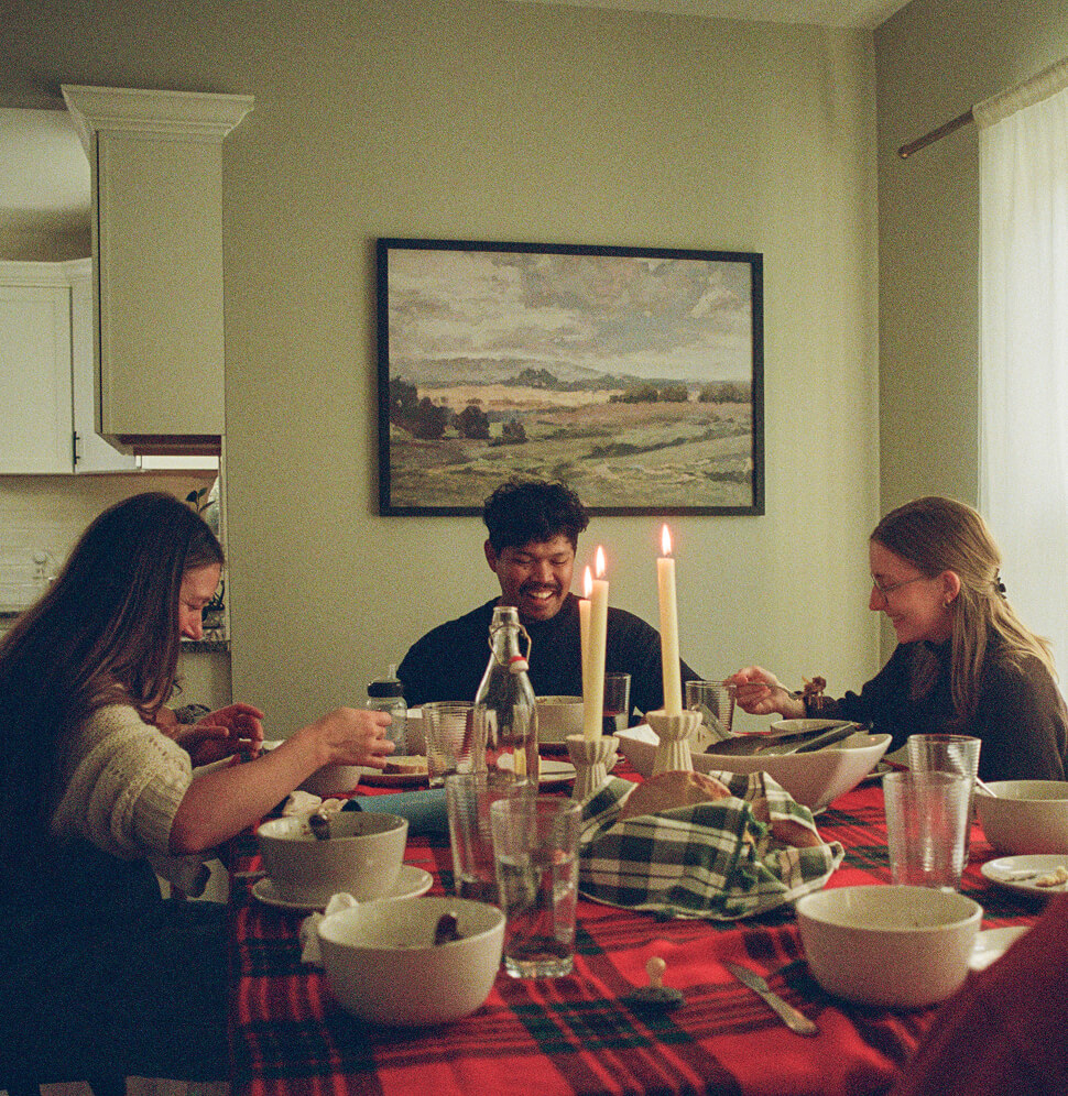Friends sitting at a table for a meal