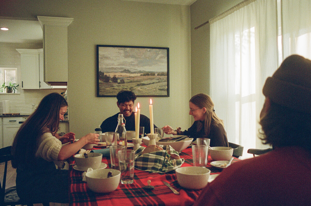 Friends sitting at a table for a meal