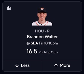 Astros vs. Mariners Prediction - Brandon Walter Fantasy Score