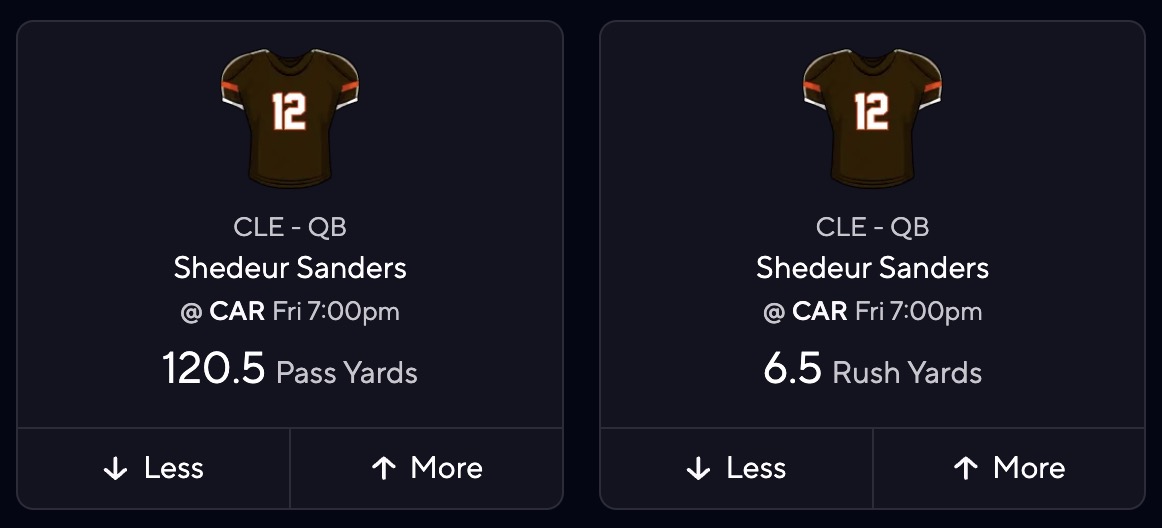 Shedeur Sanders NFL Preseason Week 1 Projections