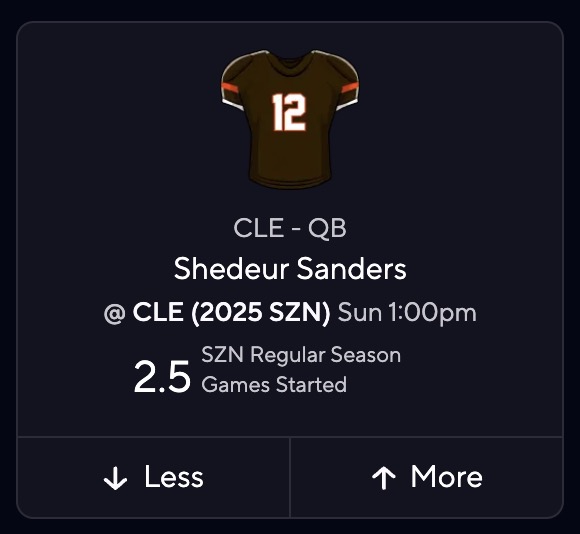 Shedeur Sanders Fantasy Football Projections