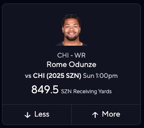 Rome Odunze Projections for Fantasy Football