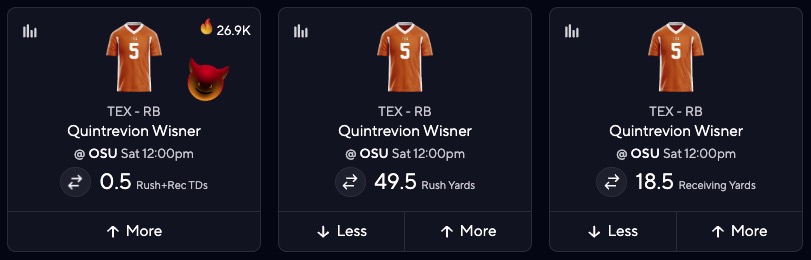 Texas RB Quintrevion Wisner Projections vs. Ohio State