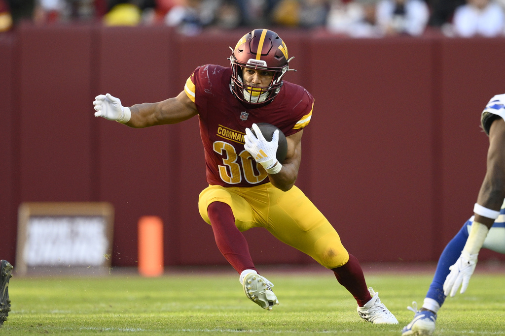 Commanders RB Austin Ekeler is dealing with a shoulder injury and is questionable to play on Thursday Night Football.