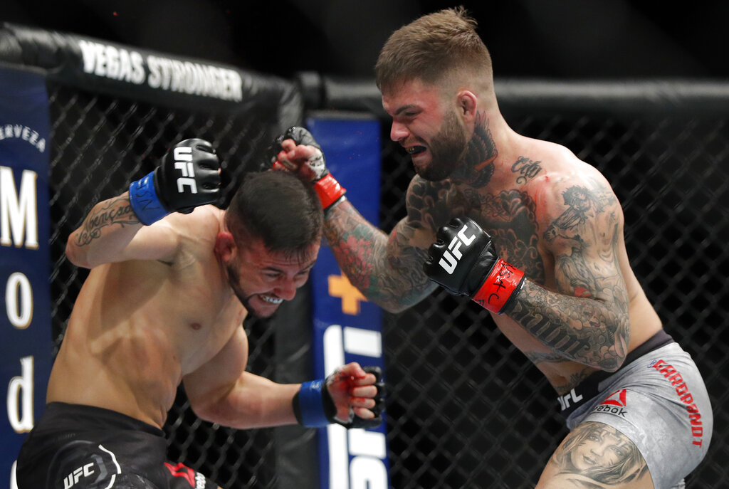 Cody Garbrandt throws a punch in a UFC fight.