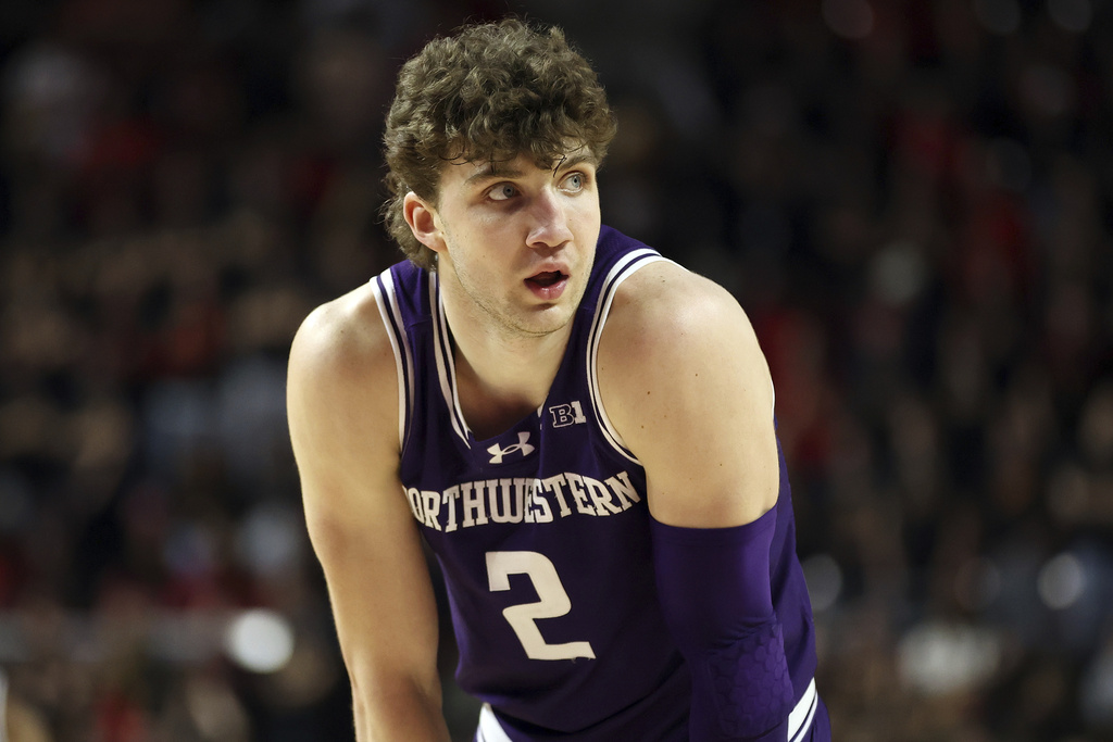 Northwestern Wildcats player Nick Martinelli looks on during a game against the Maryland Terrapins.