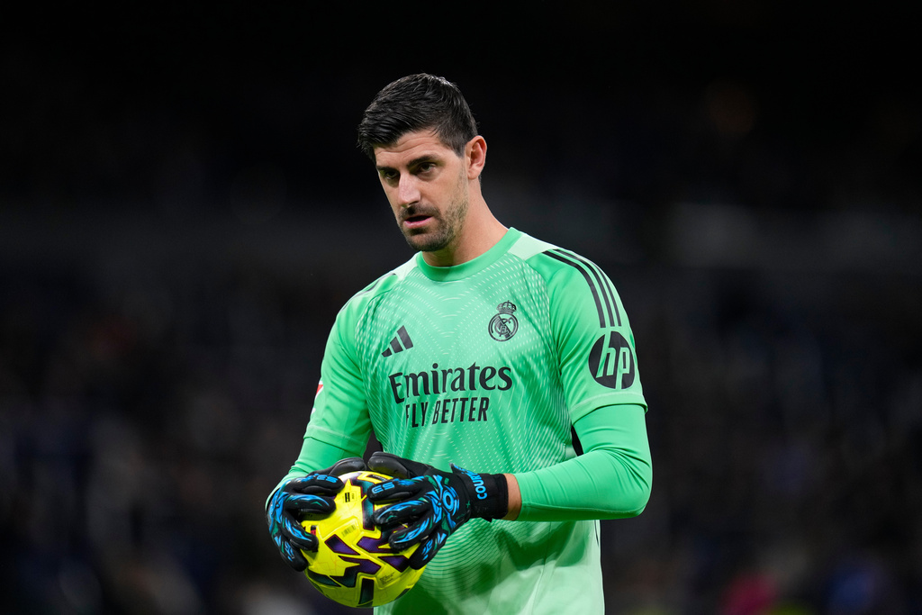 Real Madrid's goalkeeper Thibaut Courtois during a match against Sevilla.