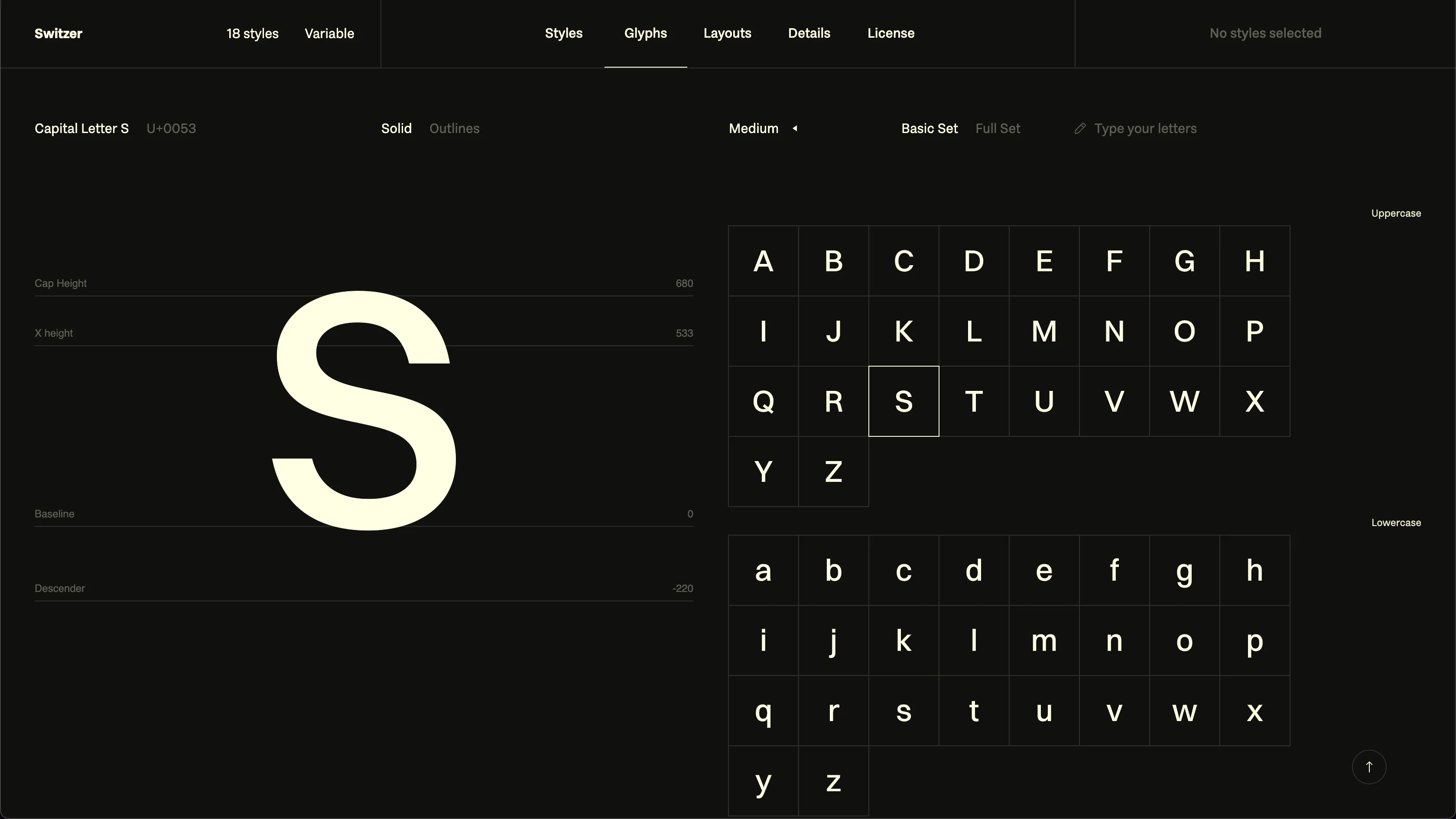 Switzer font screenshot