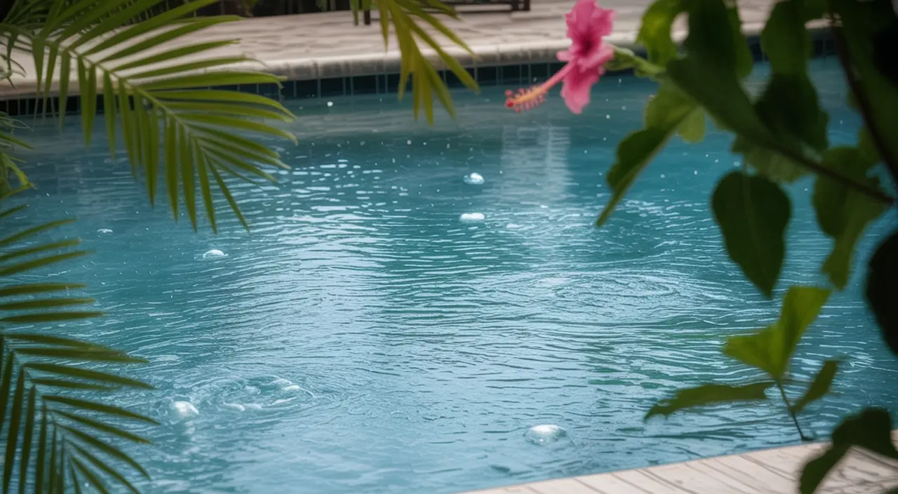 Rain and rainfall change pool water