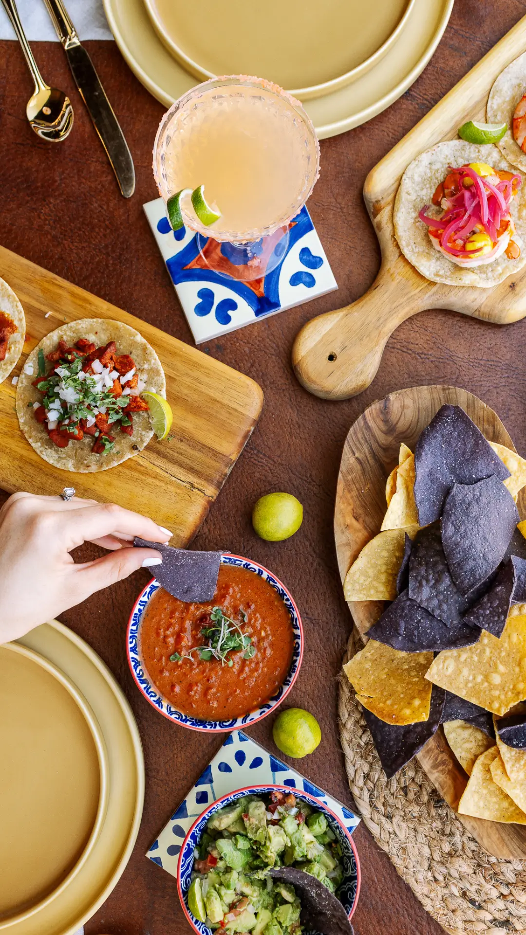A Mexican catering menu spread to feature seasonal items photographed at La Palmilla in Dallas Texas by PR agency QUIROZ + CO