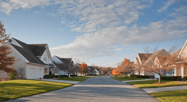 Suburban Street in residential neighborhood