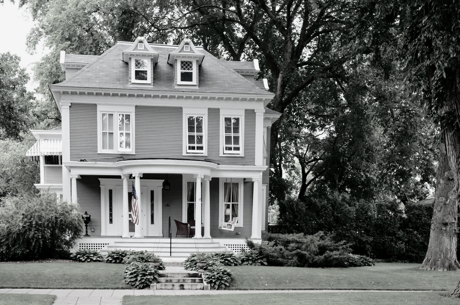 Traditional home in black-and-white