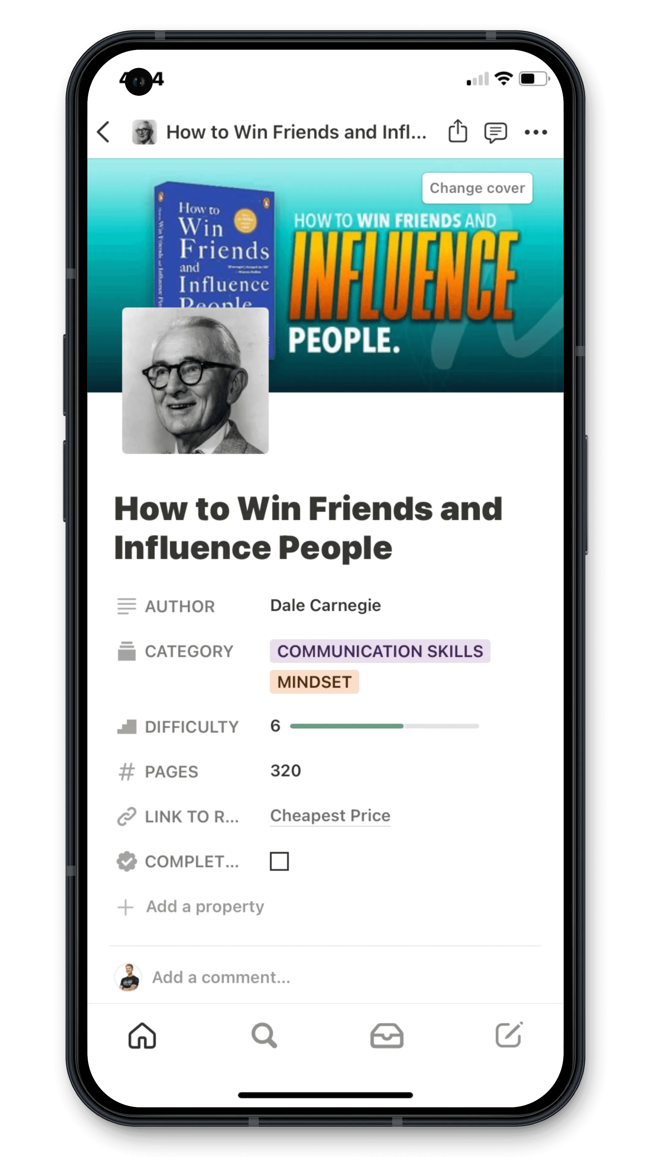 Phone mockup ofHow to Win Friends and Influence People