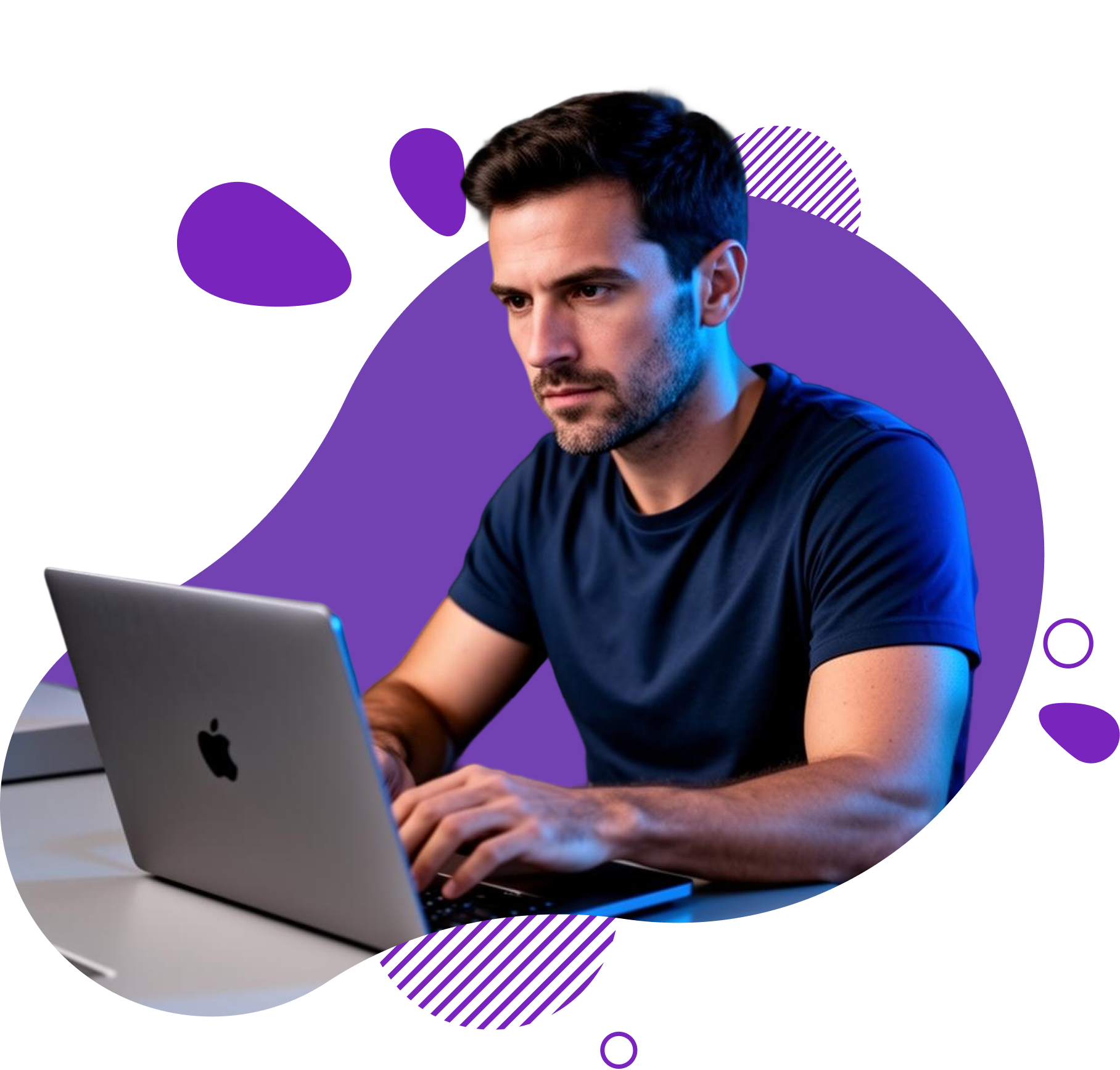Senior engineer at laptop