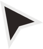 Black and dark gray stylized arrow cursor pointing up and left on white background.