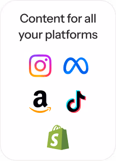 UGC content for social media, TikTok, Instagram, Meta Facebook, Shopify, Amazon and more