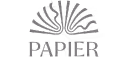 Papier brand logo with stylized abstract design above the word Papier.