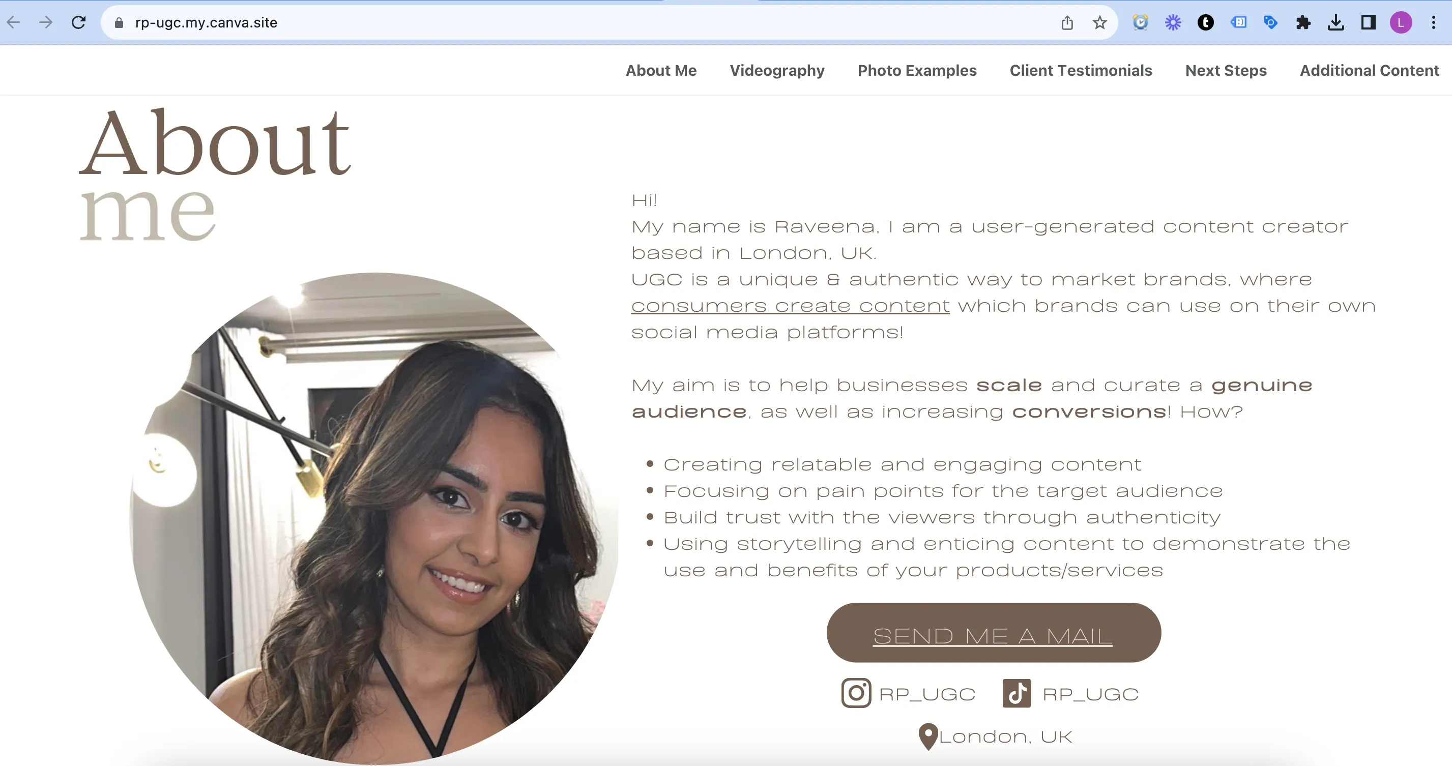 UGC Example Canva Portfolio