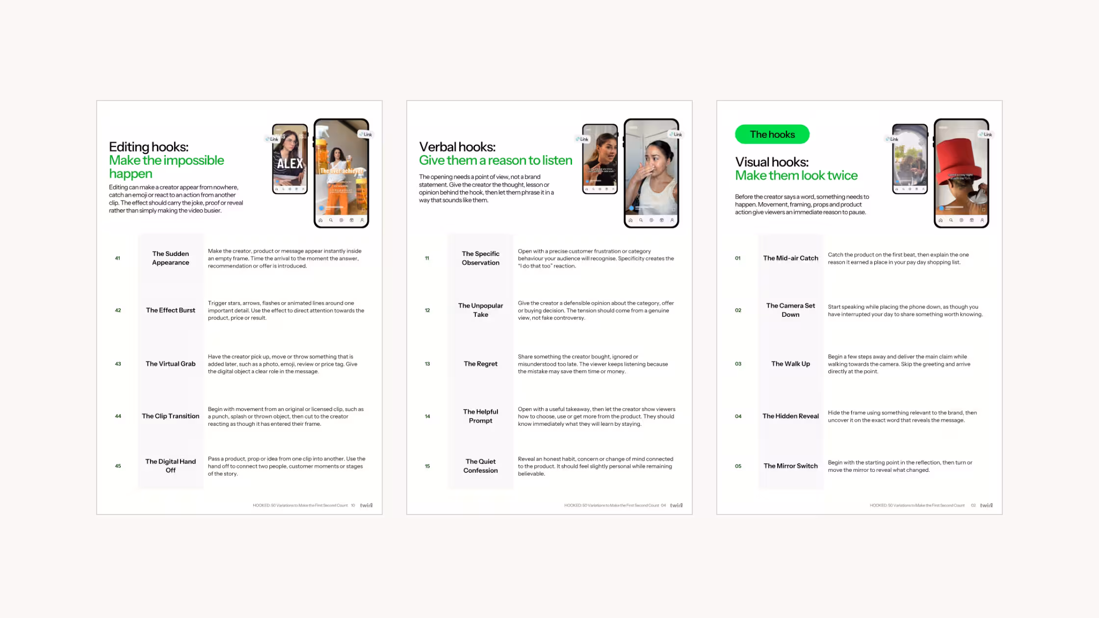 A free ebook for brands, agencies and paid social teams featuring 50 UGC video hook ideas for TikTok, Instagram Reels and creator ads.