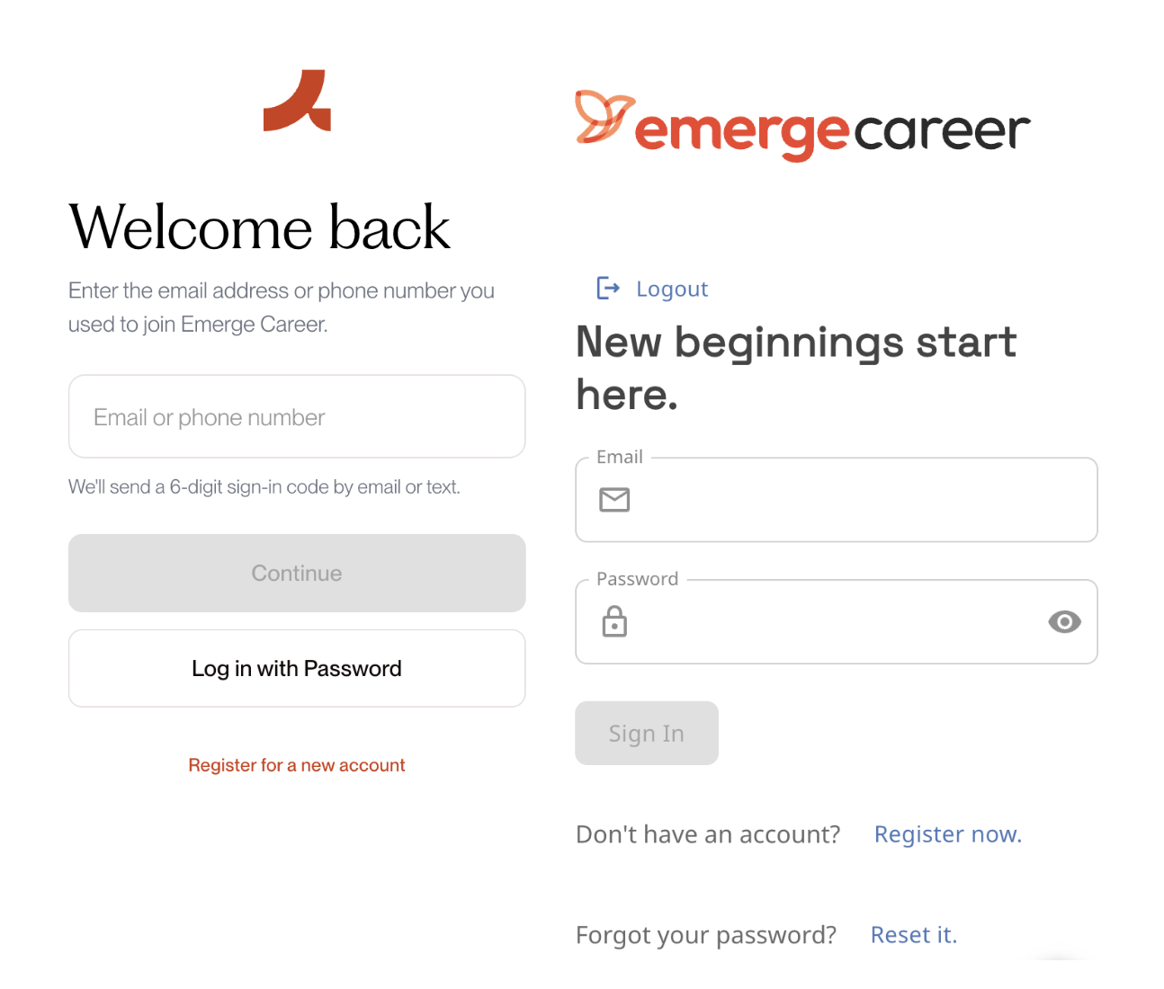Diagram of the Emerge login flow and the network calls a correctional facility blocks