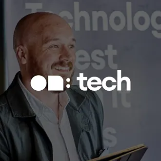 Our Chief Technical Officer Steve Morland with the on:tech logo overlaid.