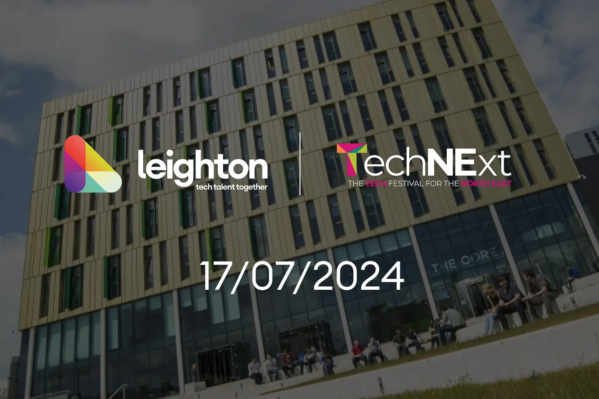 An image of the Leighton office The Core, overlaid with the Leighton and TechNExt logos.