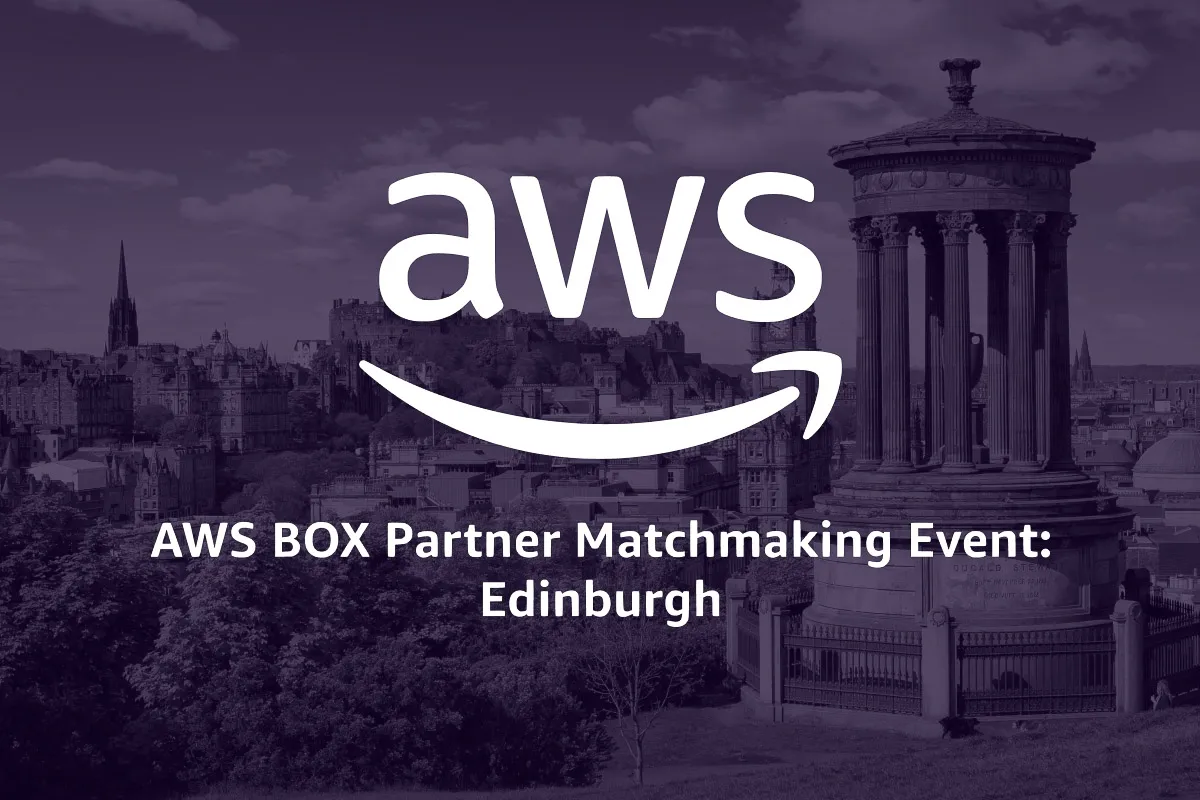 An image of the Edinburgh skyline, overlaid with the AWS logo