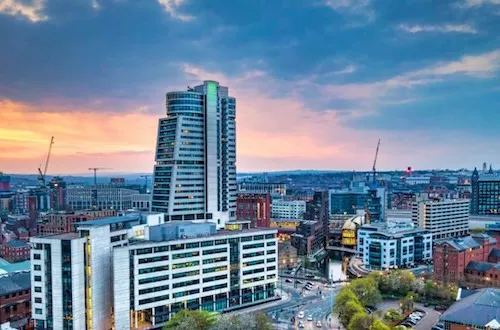 A photograph of the Leeds skyline.