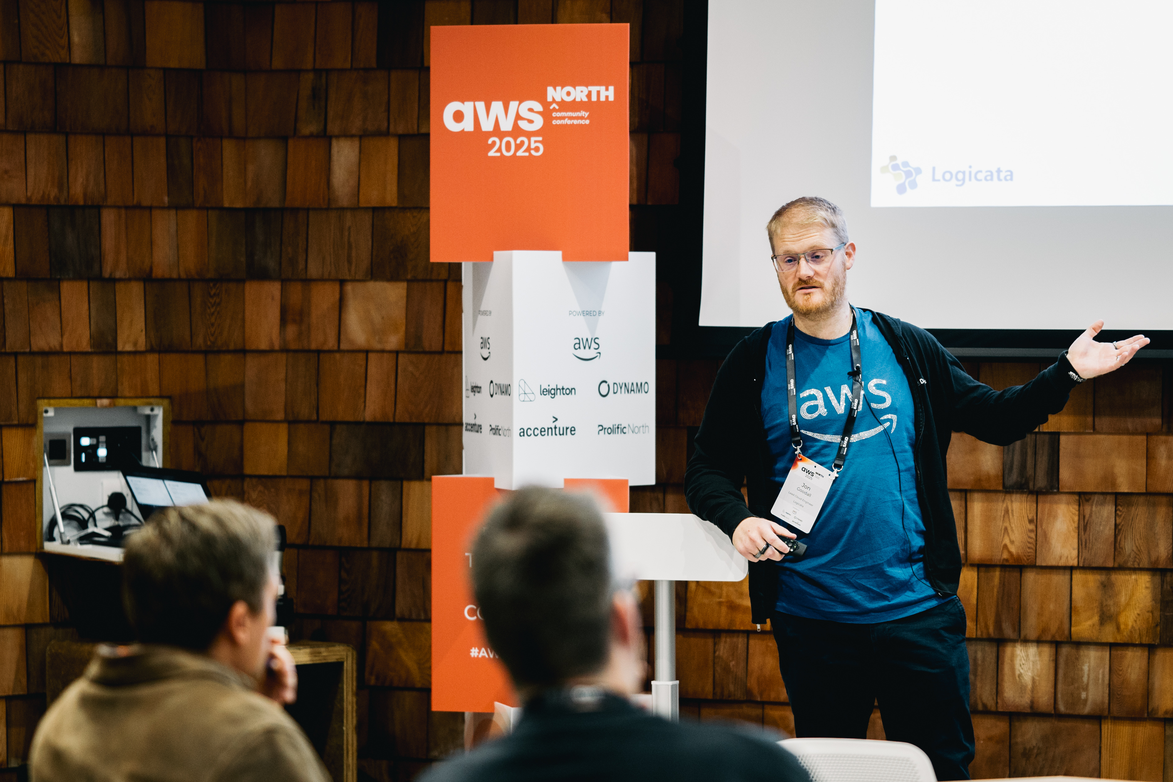 Jon Goodall, Lead Cloud Engineer and AWS Community Builder, speaking at AWS North Community Conference