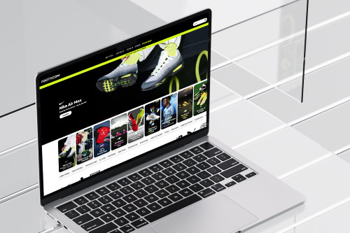 The Footy.com website homepage, shown on a laptop screen. 