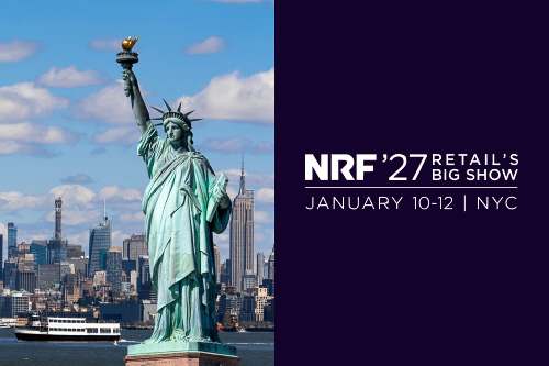 A 50/50 single image split, with a photo of the statue of liberty and NRF's logo. 