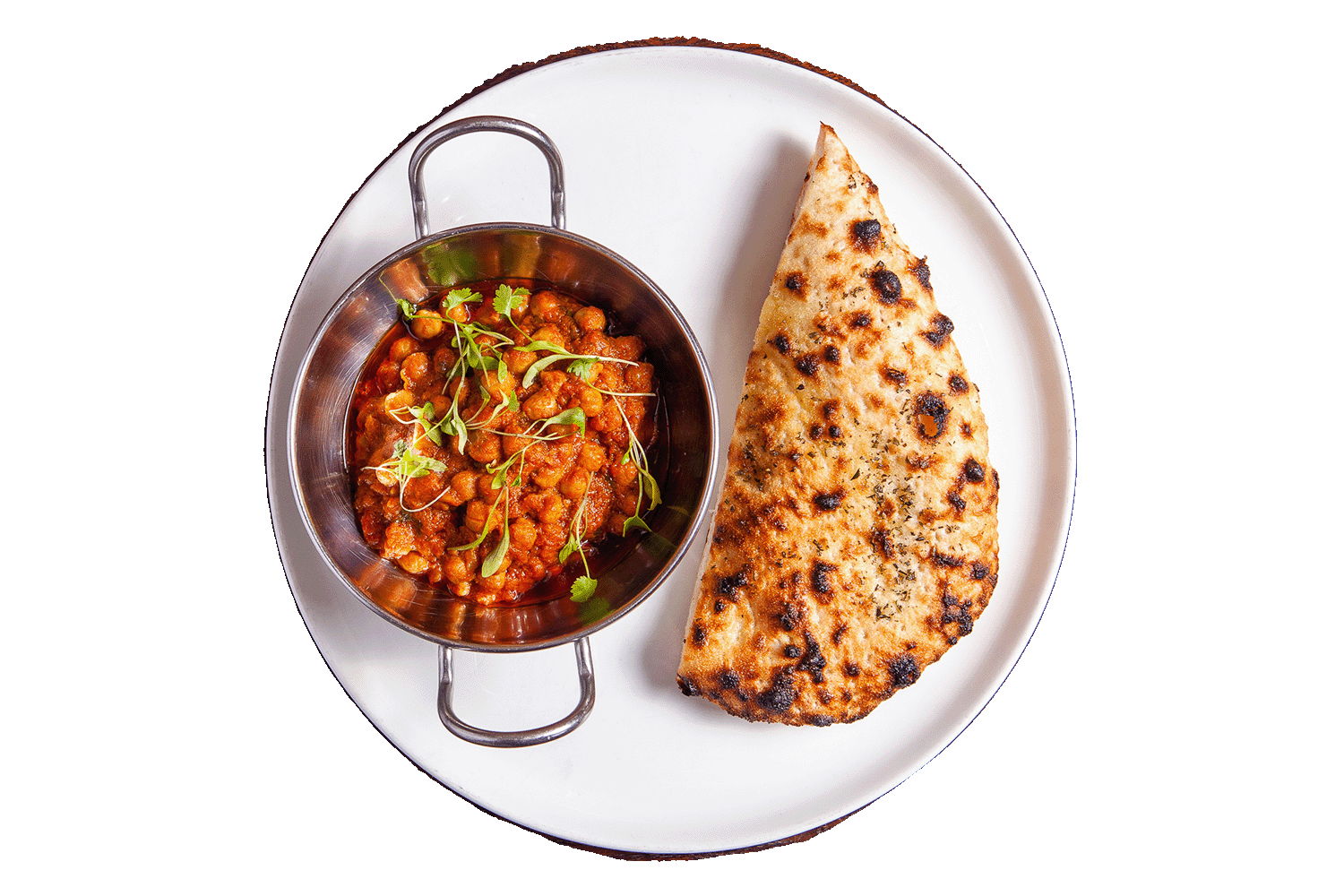 Chana Masala with coriander Focaccia