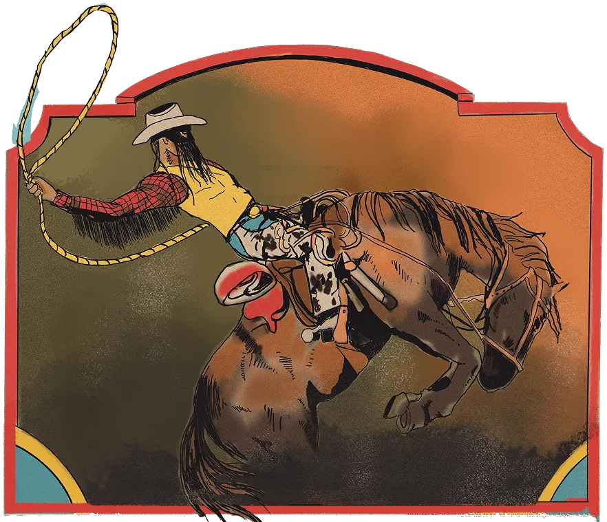 illustration orville peck riding a horse