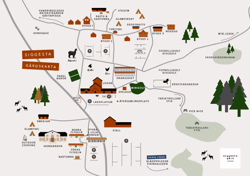 Familystay med familjen hotellpaket karta över gården