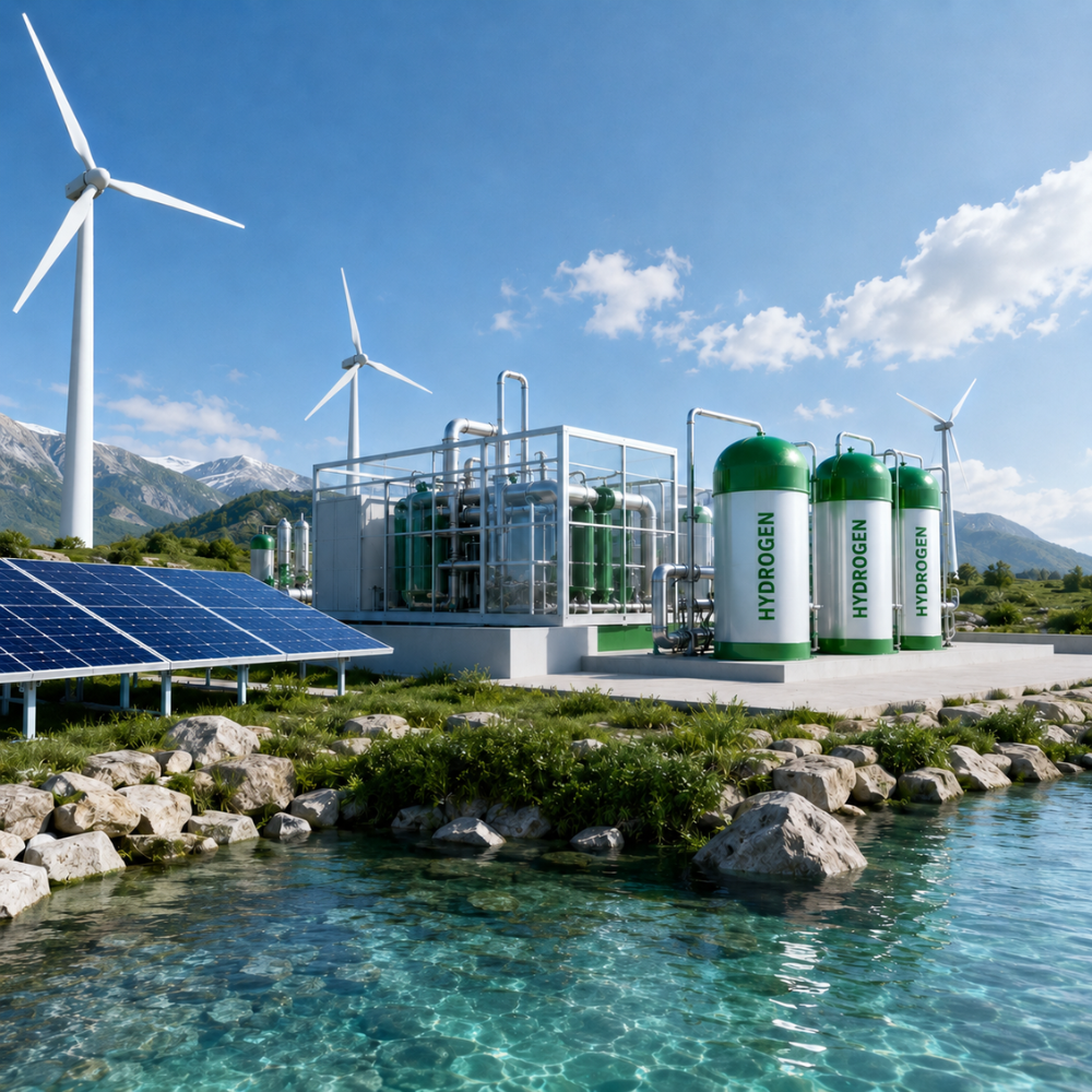Renewable-powered green hydrogen electrolysis facility
