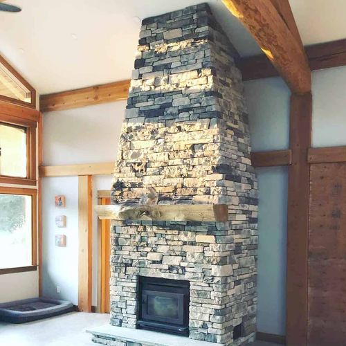 Stone fireplace