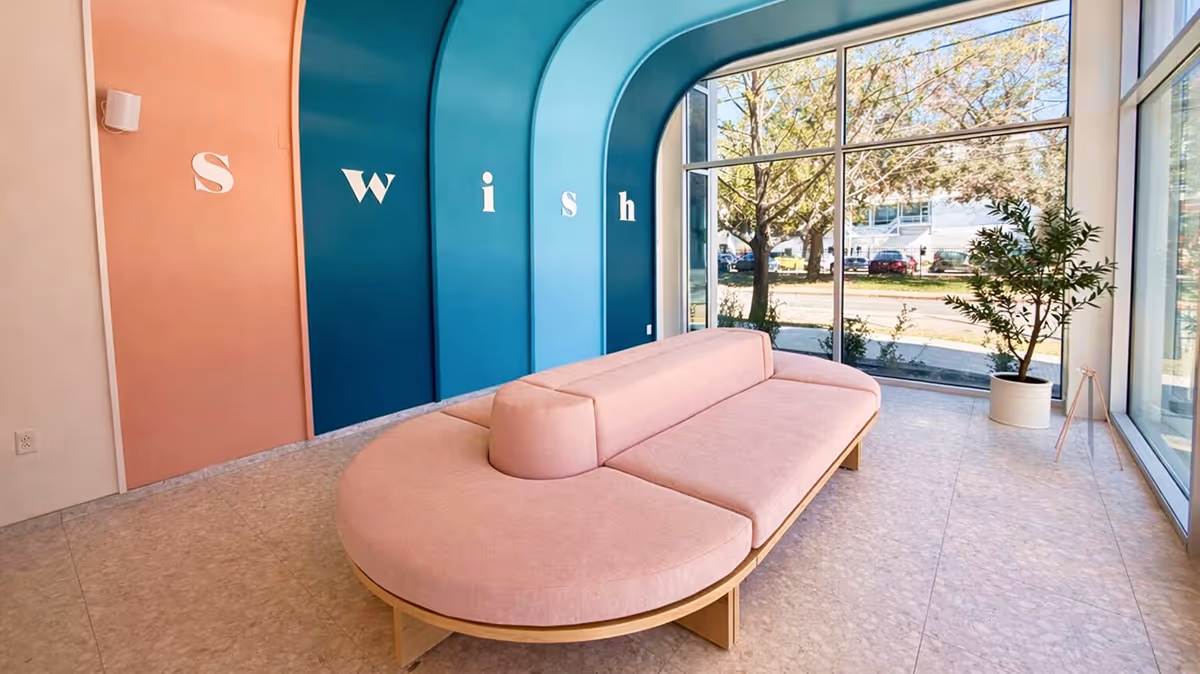 Modern Swish Dental reception area in Houston