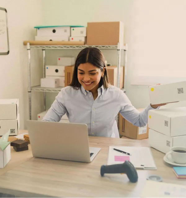 Woman sitting on laptop