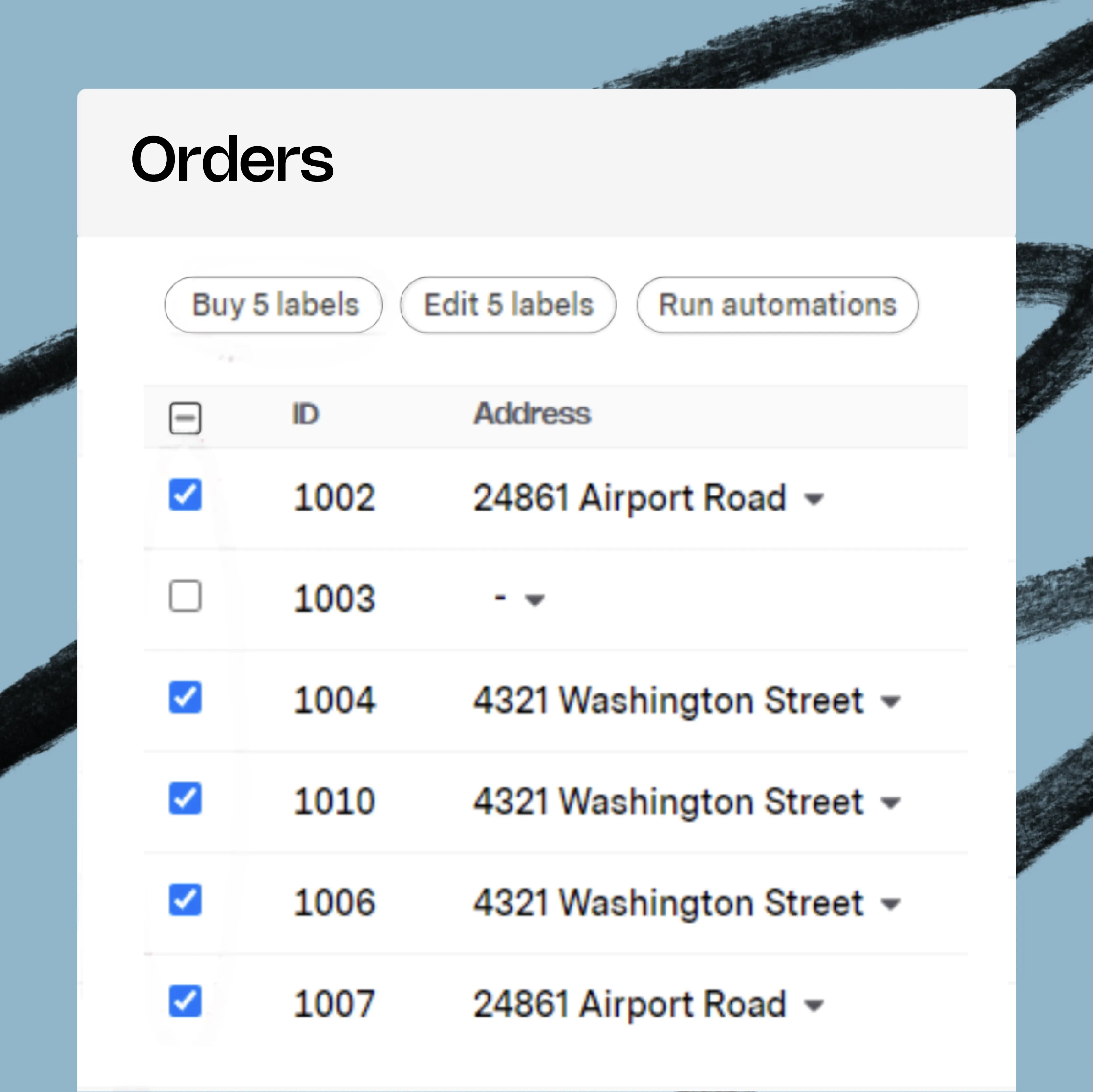 Vesyl screenshot orders