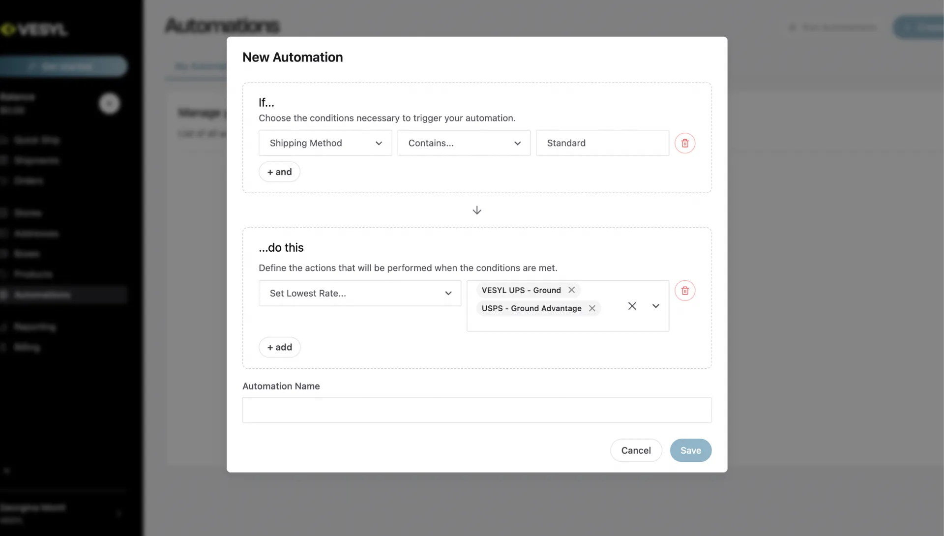 Vesyl screenshot new automation