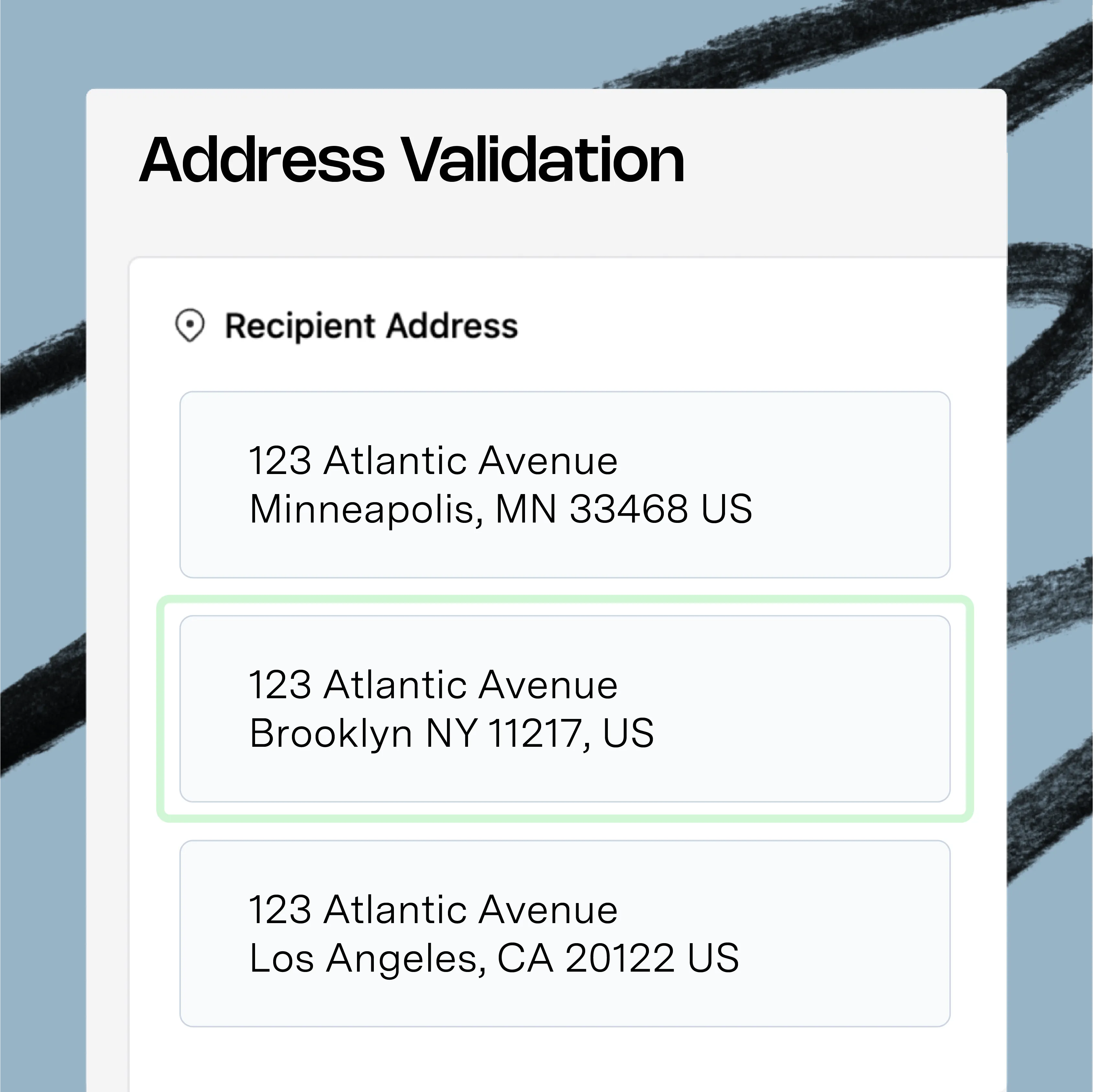 Vesyl address validation screenshot