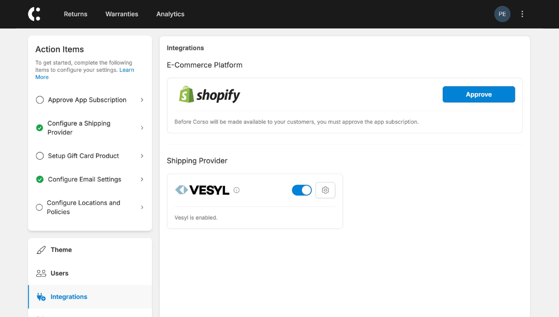 Vesyl screenshot integration management