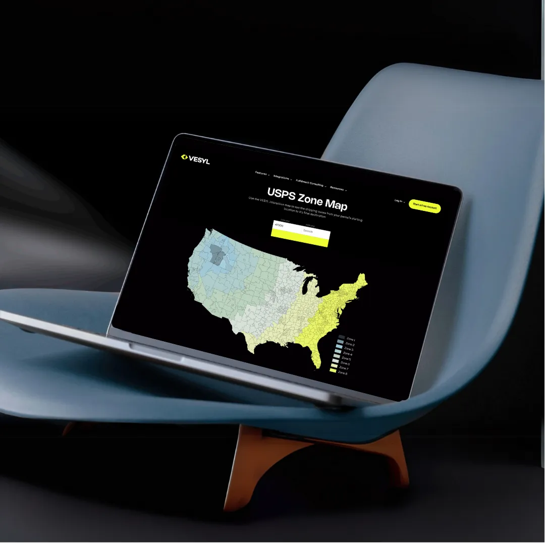 VESYL Map on laptop sitting on a chair