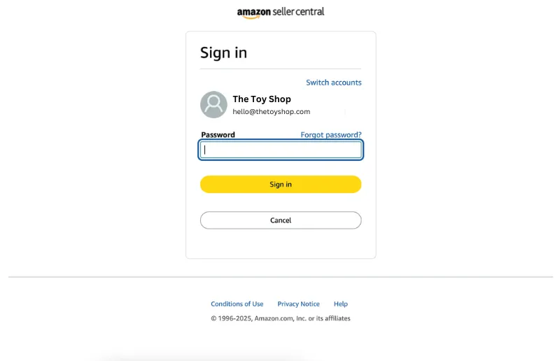 amazon log in screenshot