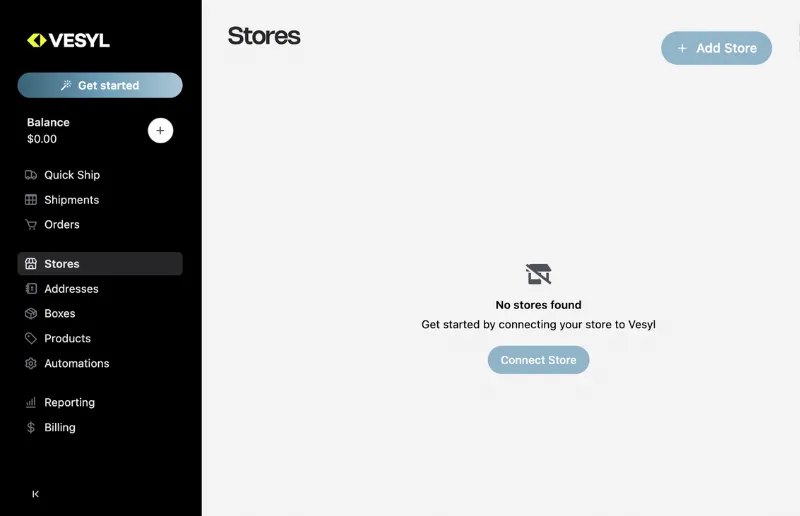 vesyl order processing screenshot