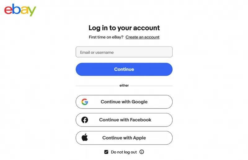 ebay log in screenshot