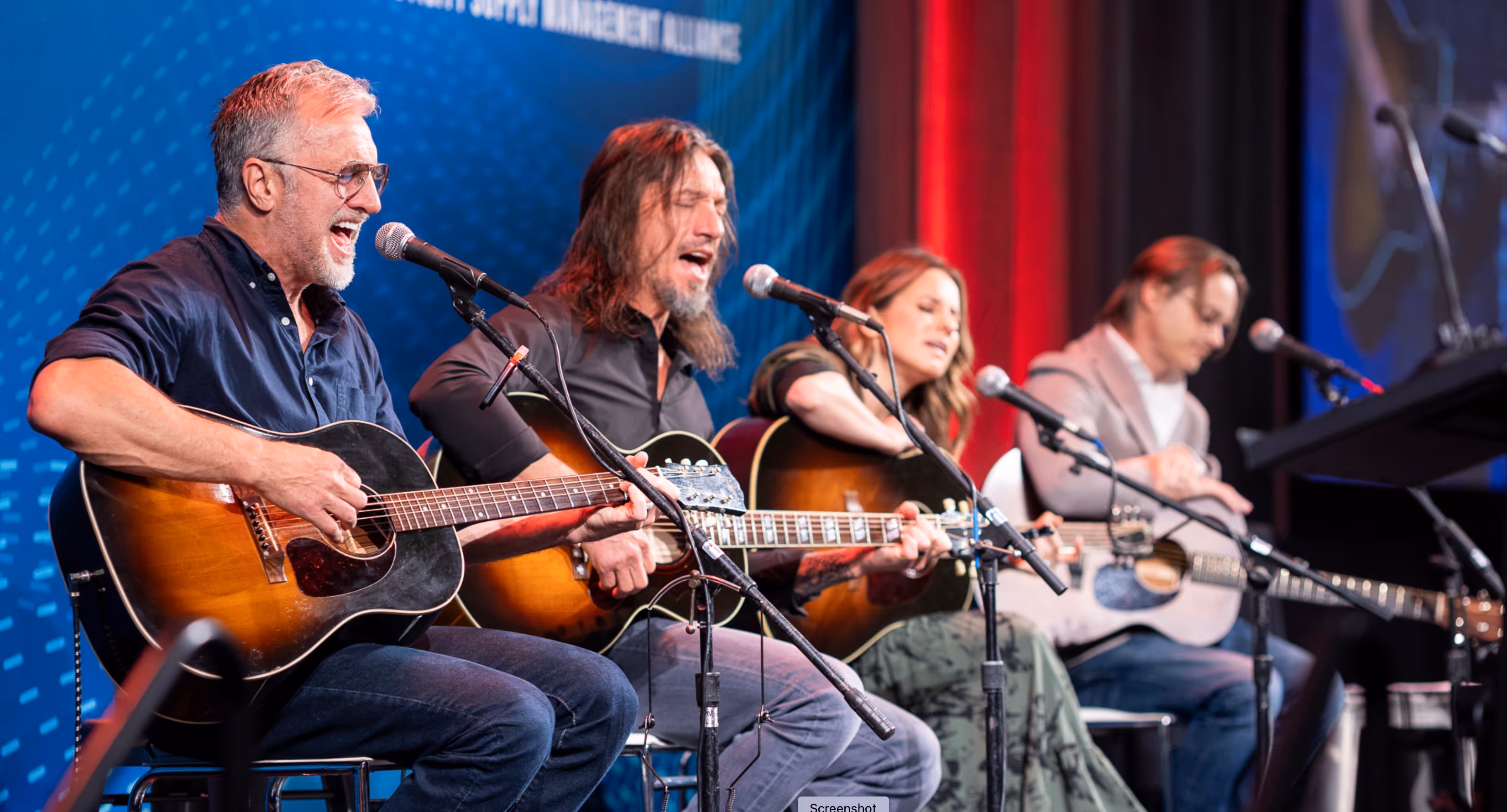 Hit songwriters The Warren Brothers, Caitlyn Smith, and Josh Kear performing at a corporate event in Nashville