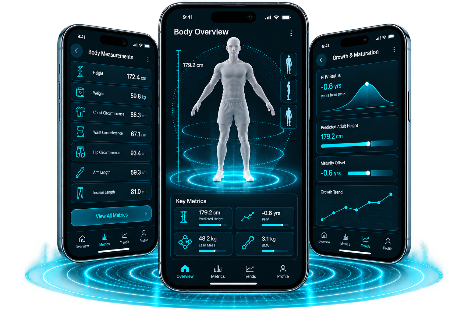 3D digital twin body scan used for body composition and growth tracking