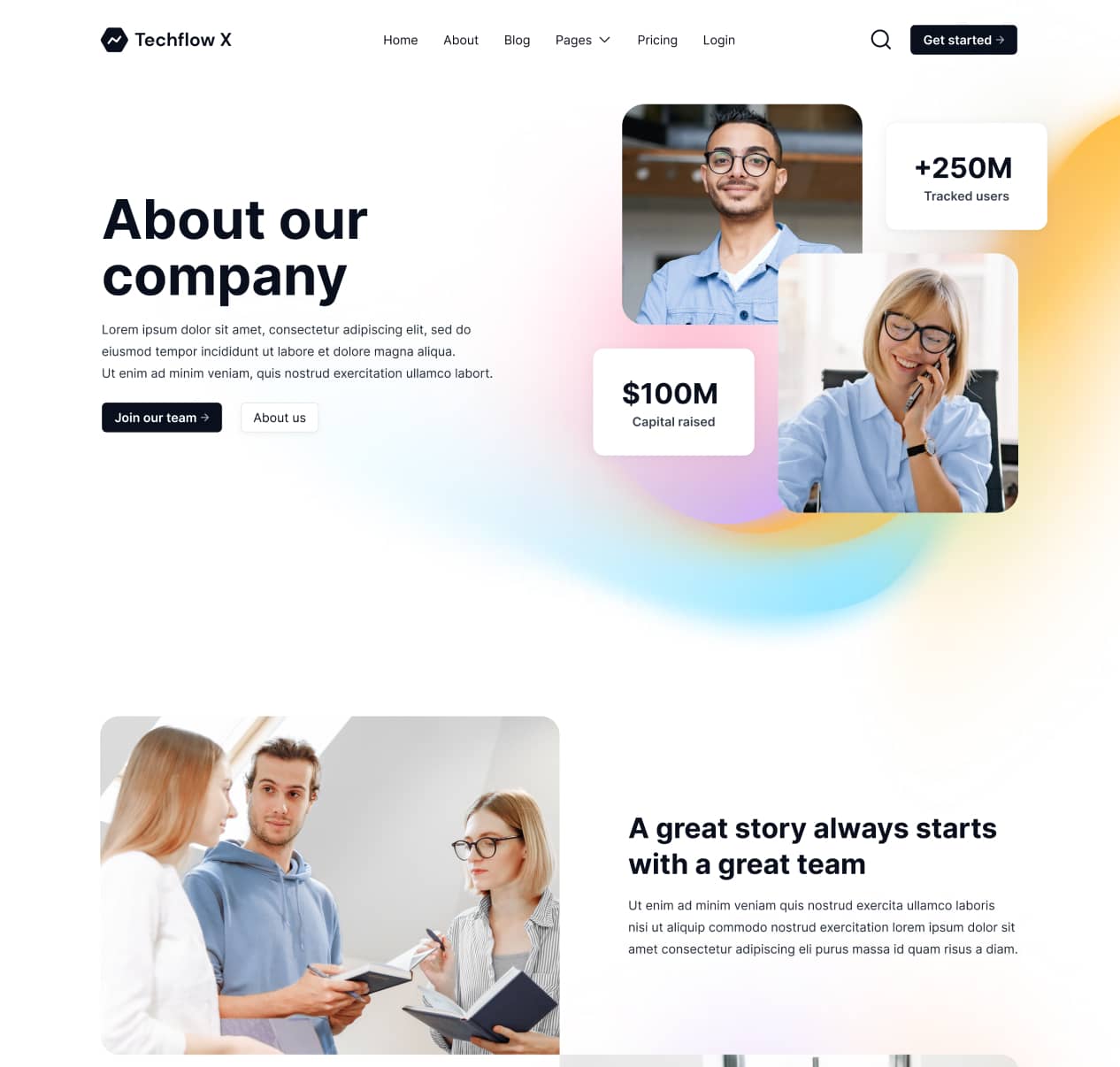 Techflow X - About Page - Multi-Layout SaaS Webflow Template